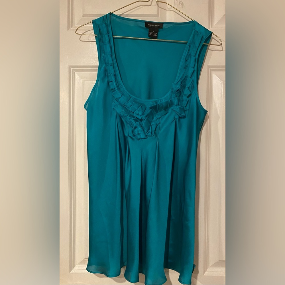 Spense Womens Sleeveless Blouse with Pleat Detail Size M
